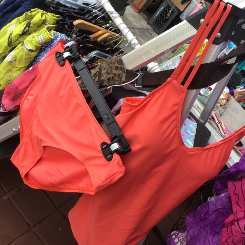 Triple strap Tankini in Coral sizes 12, 14, 16